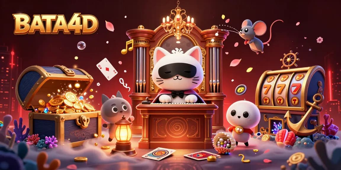 Engage with BATA4D's appealing casino scene featuring a phantom cat and treasures.