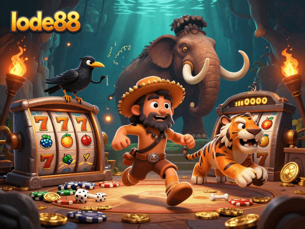 Experience thrilling gameplay at lode88 with vibrant slot reels and a lively casino atmosphere.