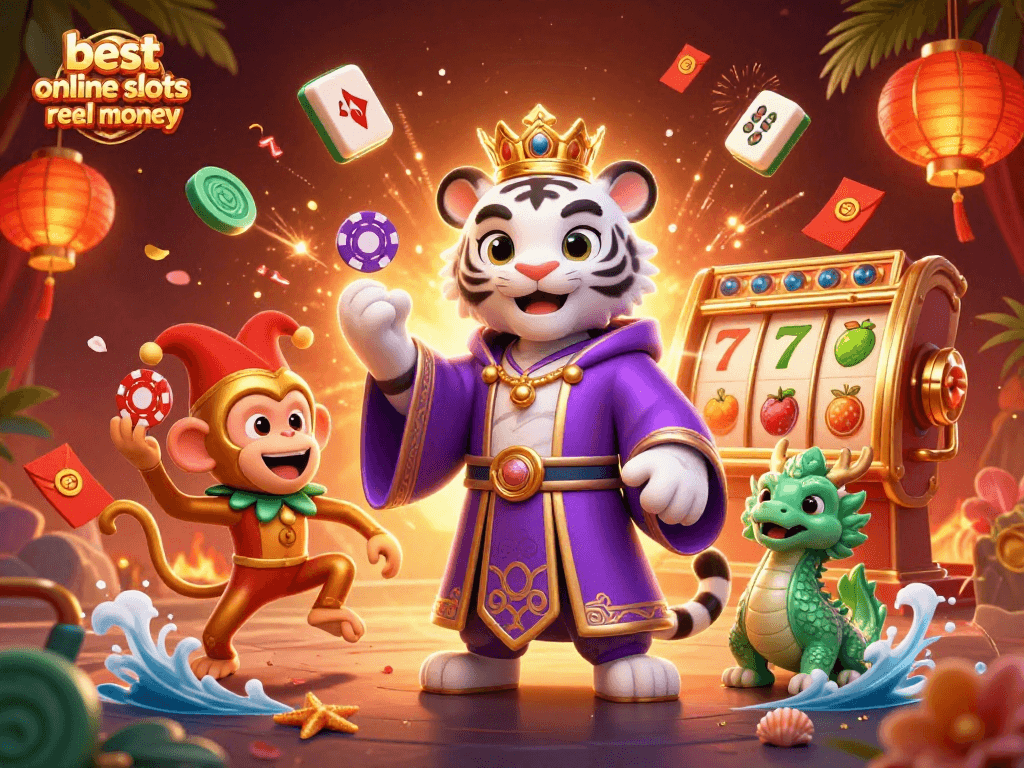 Engage with the best online slots real money through a vibrant and dynamic 3D casino scene.