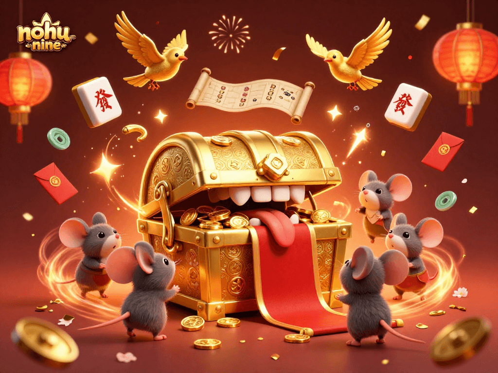 Engage in thrilling nohu-nine gameplay with vibrant characters and casino elements in a festive setting.