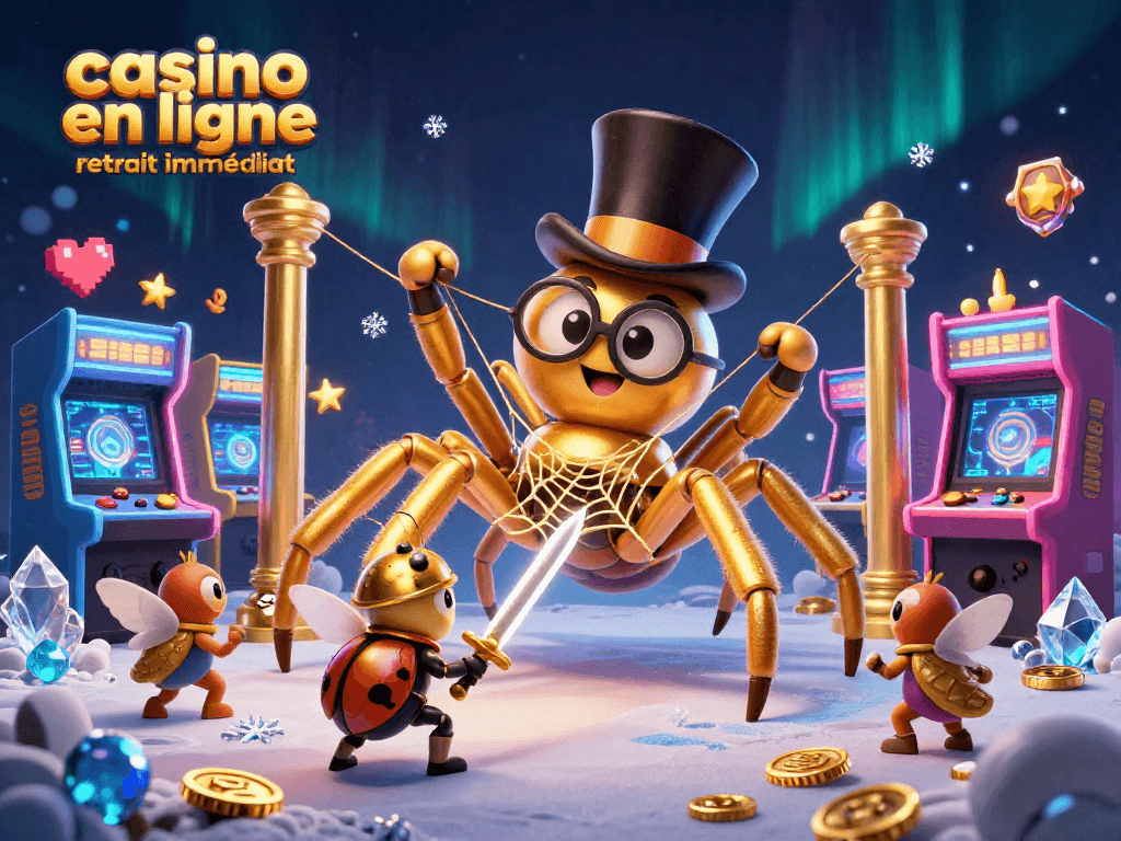 Jouez au casino en ligne retrait immédiat avec des graphismes captivants parmi des machines lumineuses et personnages amusants.