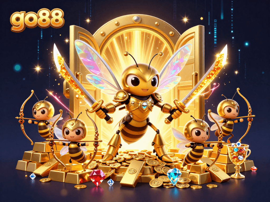 Join the adventure with go88 as the golden hornet and loyal bee archers guard the treasure.