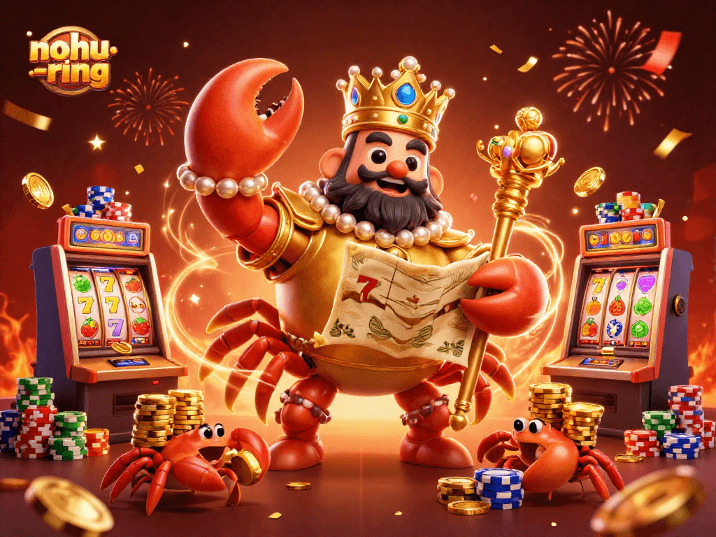 Engage in captivating gameplay with nohu-ring and witness the golden crab emperor amidst dynamic slots and treasures.
