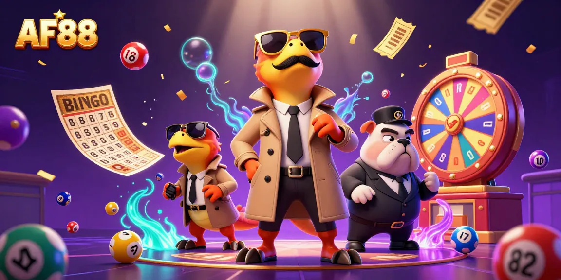 AF88 raptors in a trench coat amusingly attempting casino entry as colorful lottery elements enchant the scene.