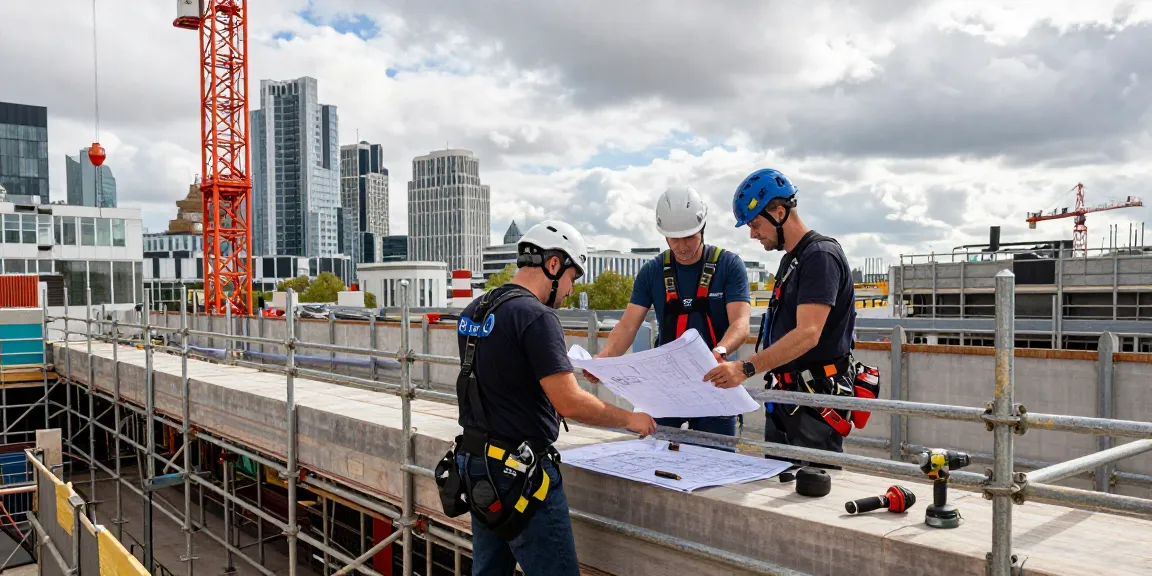 Commercial Scaffolding London team working on a multi-story project, showcasing expert assembly and safety measures.