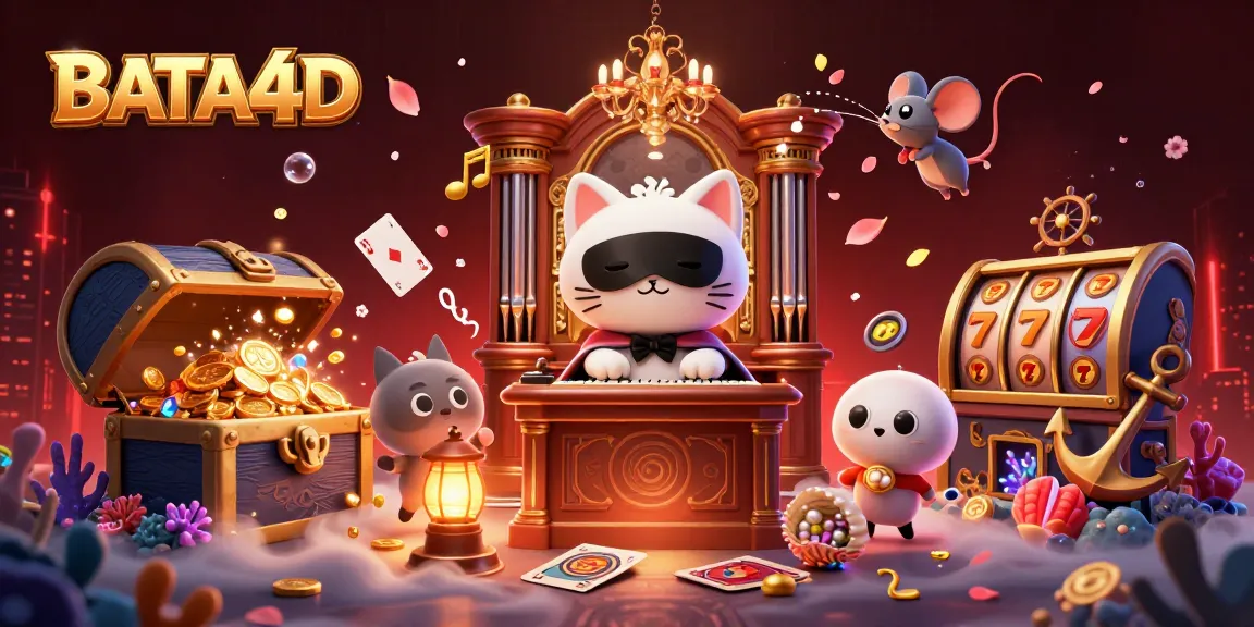 Engage with BATA4D's appealing casino scene featuring a phantom cat and treasures.