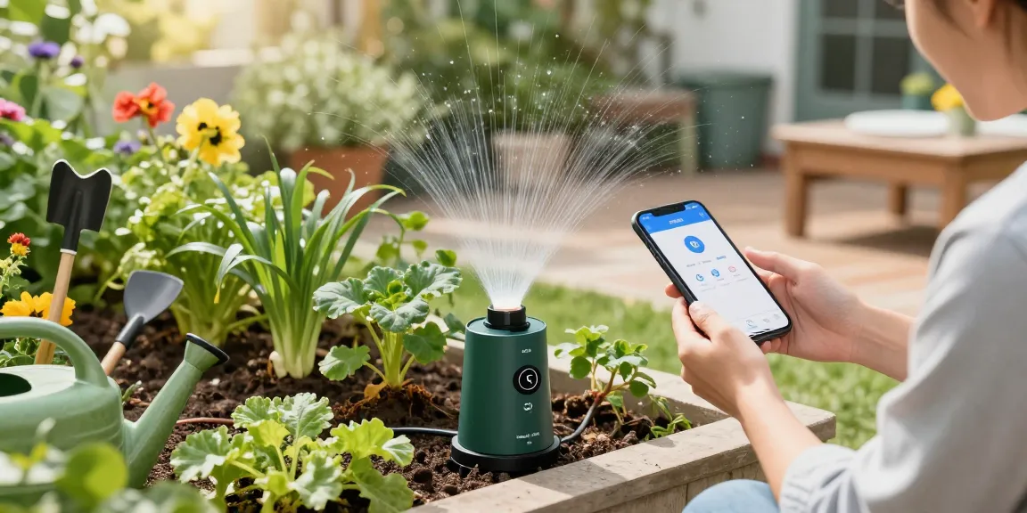 Using a rainpoint automatic watering system to monitor garden moisture levels in a thriving home garden.