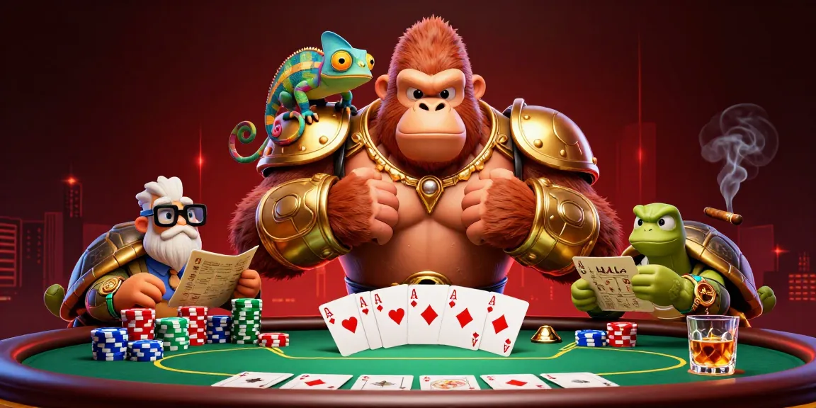 Engage with the thrilling world of KK55 as the gorilla king and companions dominate the poker table.
