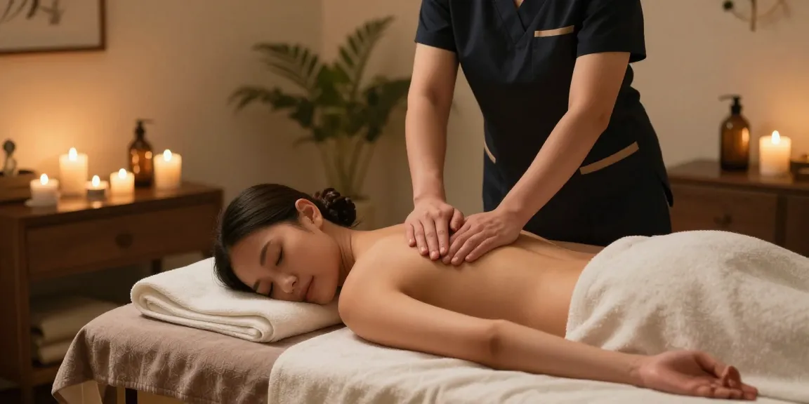 강남출장안마 Swedish massage service in a tranquil home setting, therapist and client focus on relaxation.