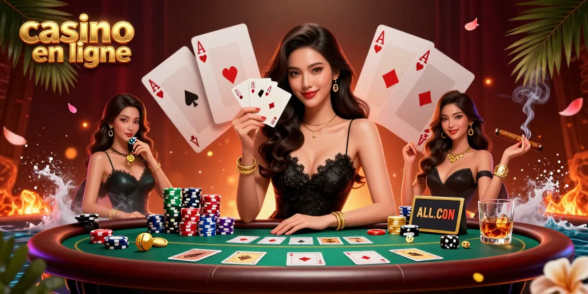 Vivez l'excitation d'un casino en ligne avec une femme élégante tenant deux as dans un cadre luxueux