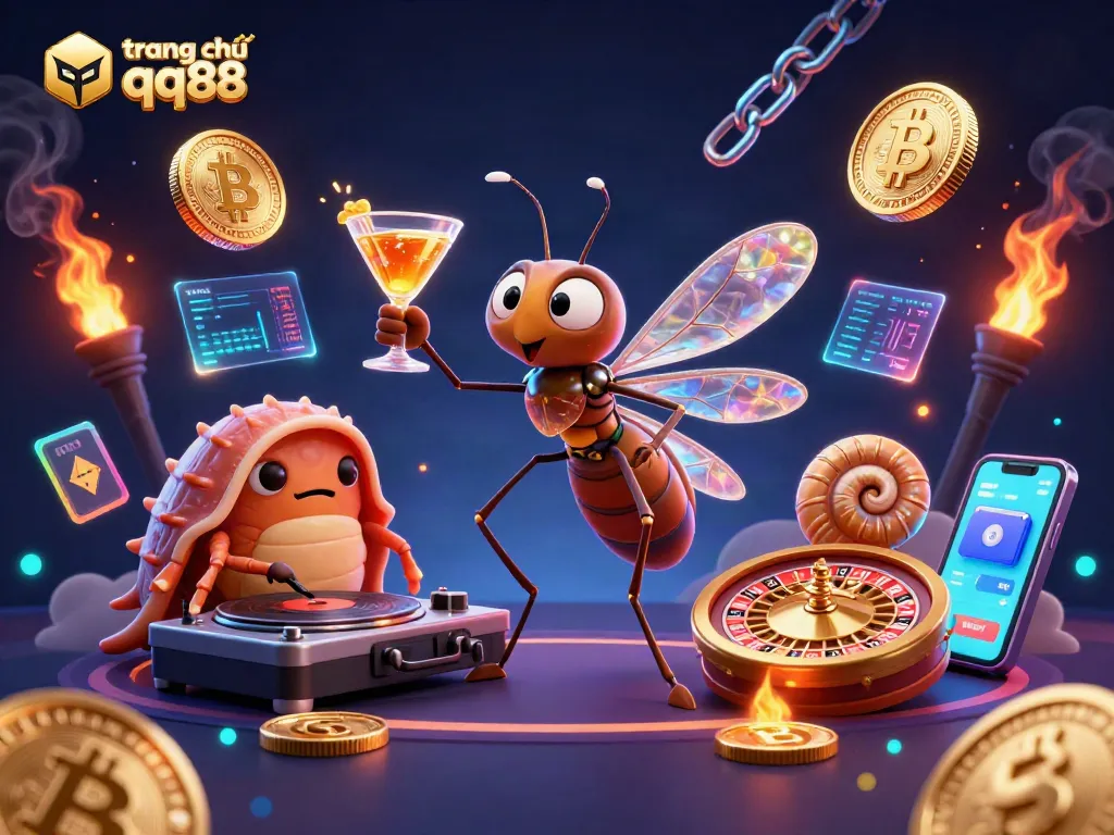 Engage with the vibrant world of trang chủ qq88 featuring a lively mosquito casino mascot and immersive digital elements.