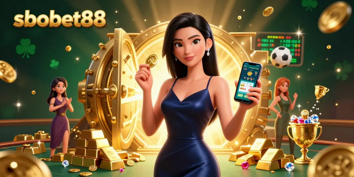 Engage with sbobet88's vibrant sports betting experience through this detailed illustration showing confident gameplay.