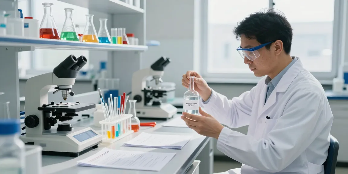 Buy isopropyl alcohol in a professional lab setting with a researcher examining samples.