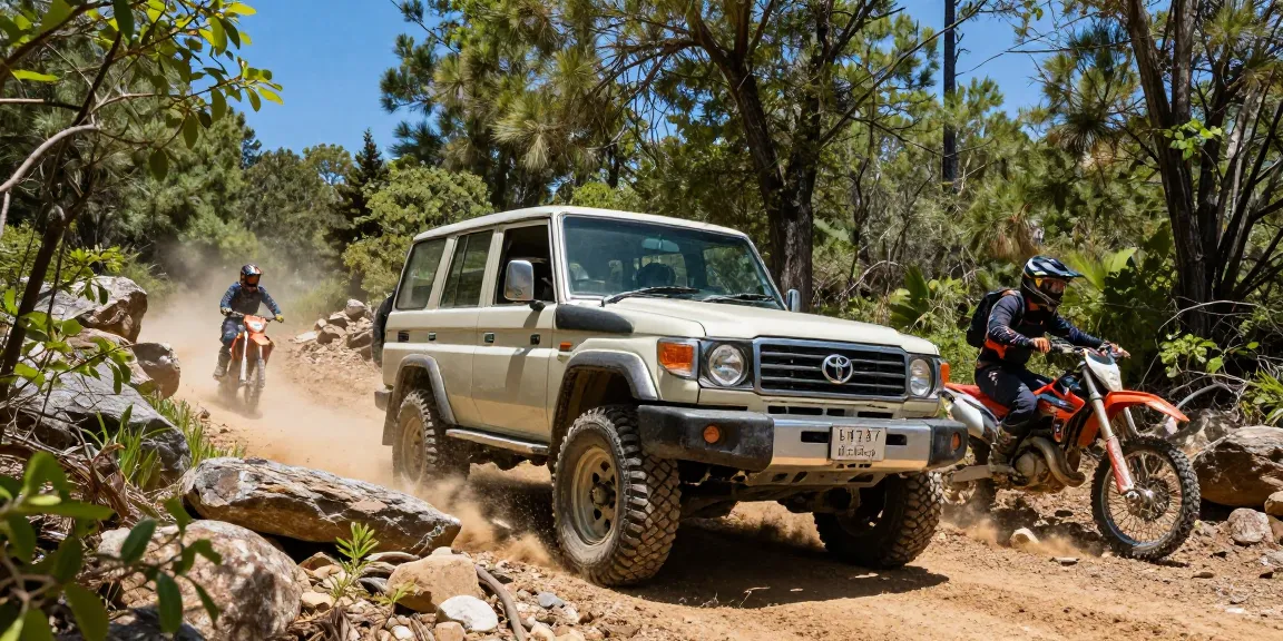 David Vepraskas Atlanta enjoying an off-roading adventure in his Toyota Land Cruiser on a forest trail, capturing the thrill of outdoor exploration.