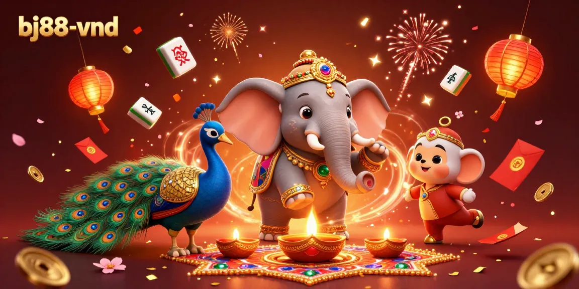 Experience dynamic gaming with bj88-vnd in a vibrant 3D casino scene of luck and celebration.