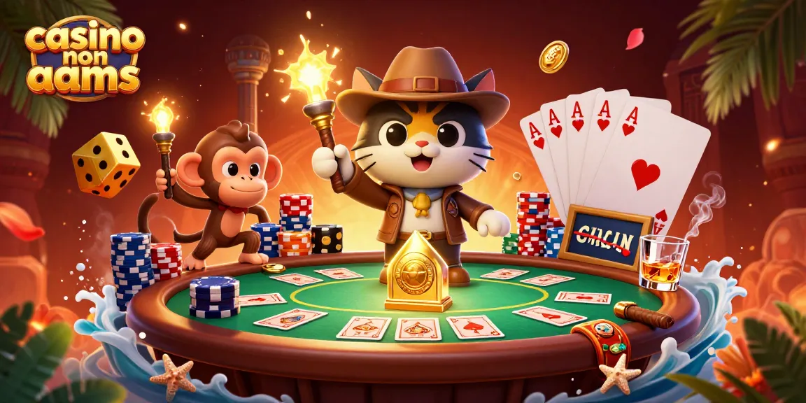 Vinci alla grande nei casinò non AAMS con un'avventurosa gatto e scimmia in una scena di casinò emozionante.