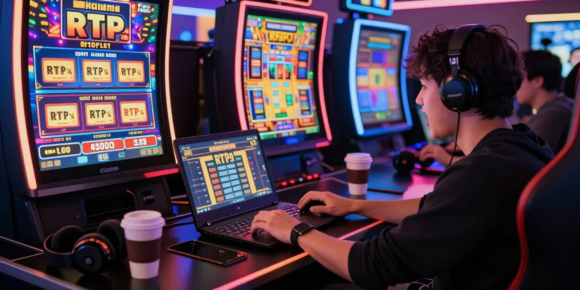 Pemain slot gacor antusias bermain permainan online dengan grafis cerah dan persentase RTP tinggi.