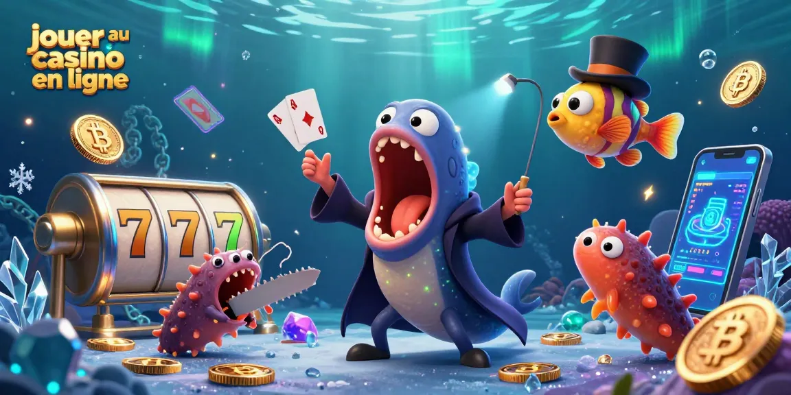 Jouer au casino en ligne avec une scène magique sous-marine réunissant une anguille, un poisson-lanterne et un concombre de mer.