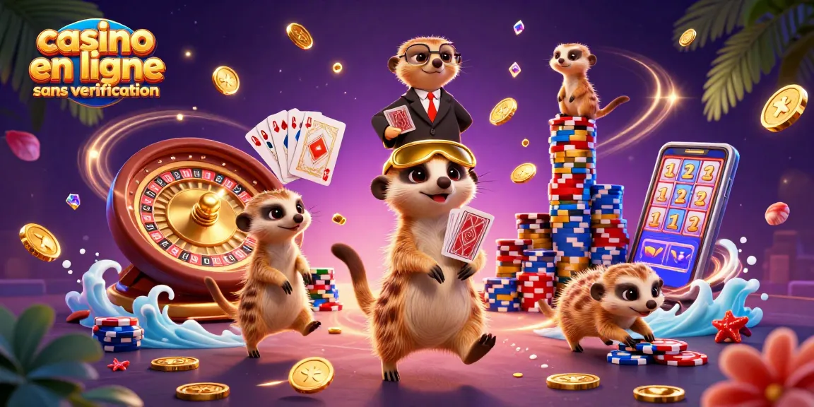 Pariez sur des jeux dans un casino en ligne sans vérification, animé par des suricates en pleine action.