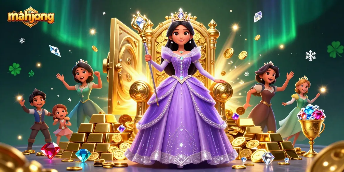 Experience mahjong excitement in an ultra-detailed casino scene, featuring princesses and treasures.