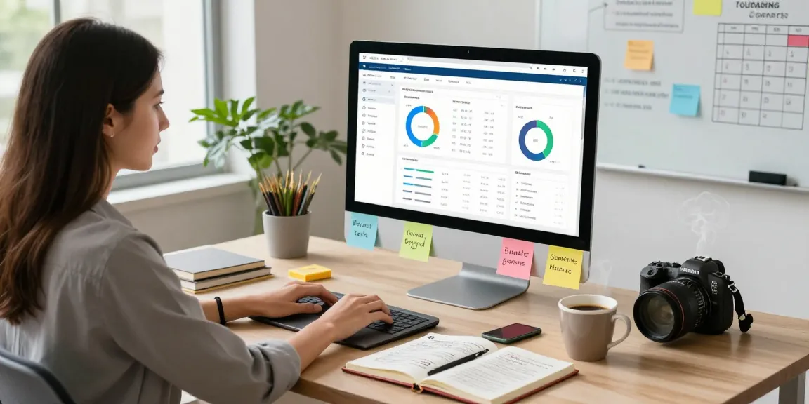 Creating quality and authority blogs in a vibrant blogging workspace filled with research notes and performance metrics.