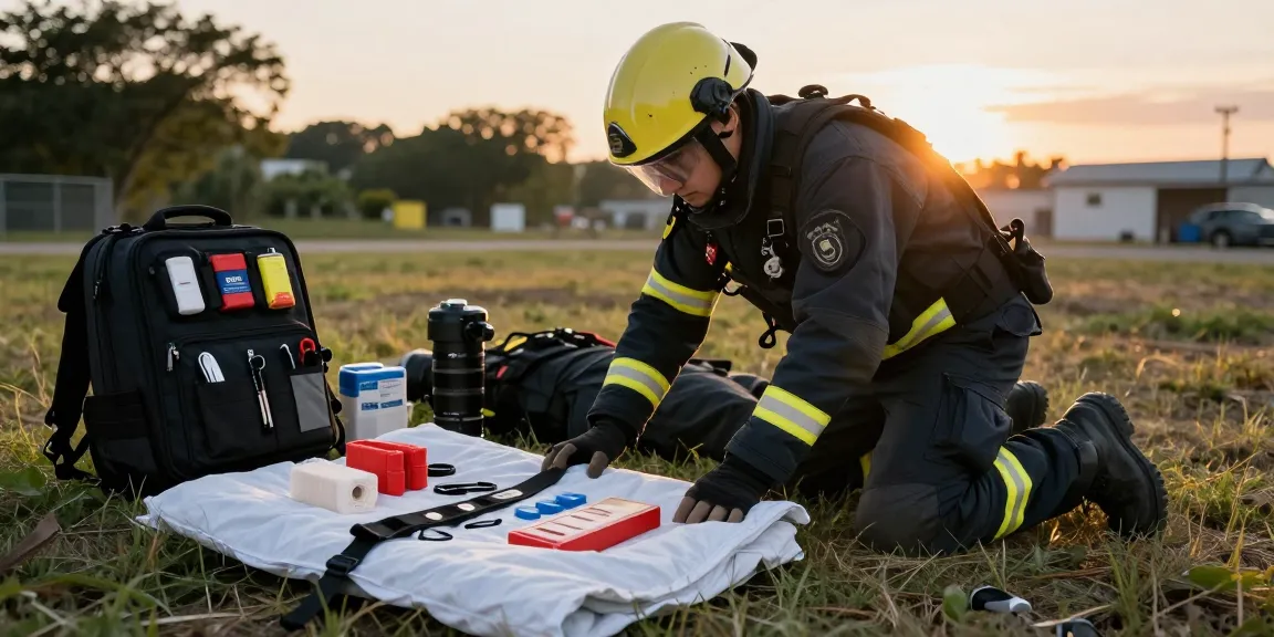 EDC Trauma Kit displayed during a first response scenario highlighting emergency medical supplies and tactical preparedness.