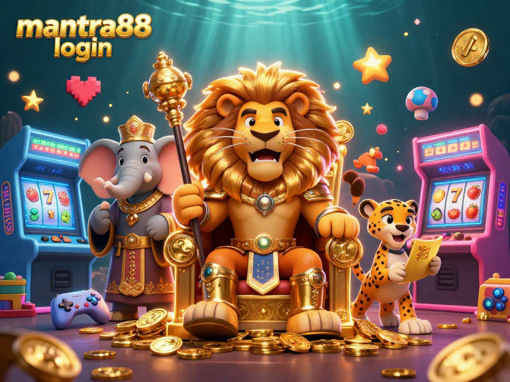 Join the excitement at mantra88 login with vibrant casino elements and characters in a dynamic gaming scene.