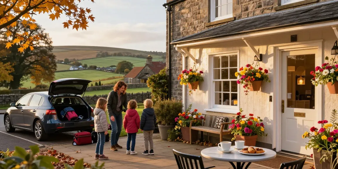 Accommodation Skipton experience at Town House B&B, welcoming family in autumn.
