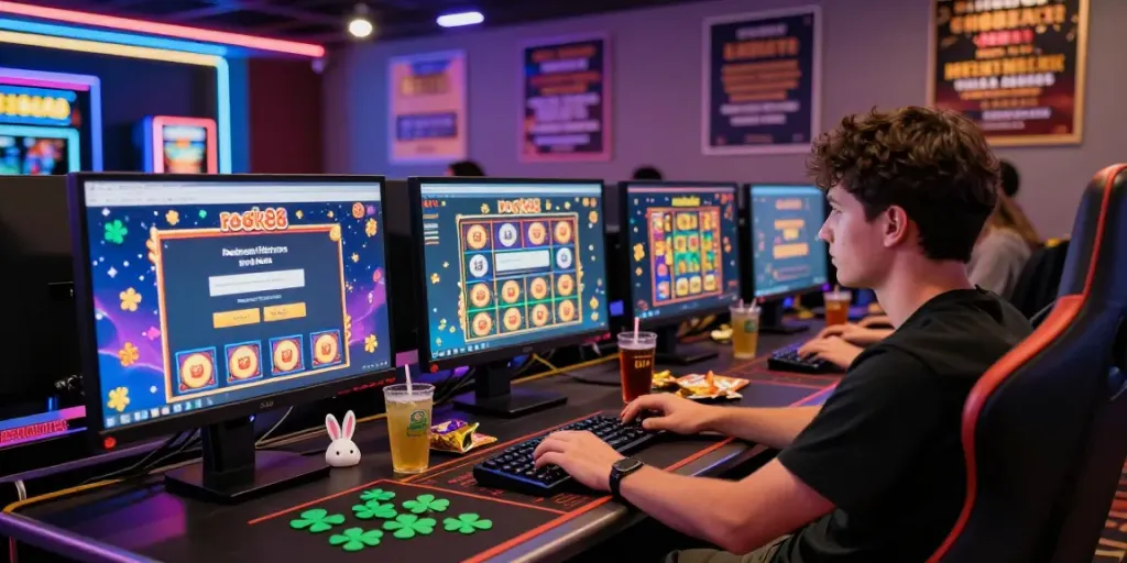 Engage in the thrill of rokok88 slot login with vibrant gaming setup and dynamic slots.