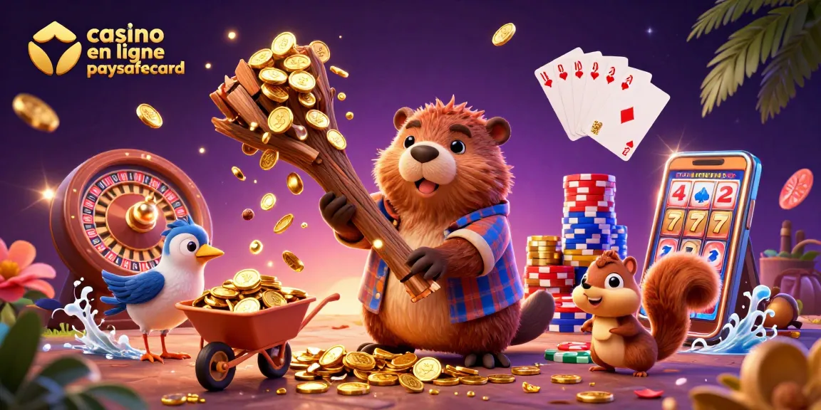 Améliorez votre expérience de jeu avec le casino en ligne paysafecard dans une illustration vibrante de personnages amusants.