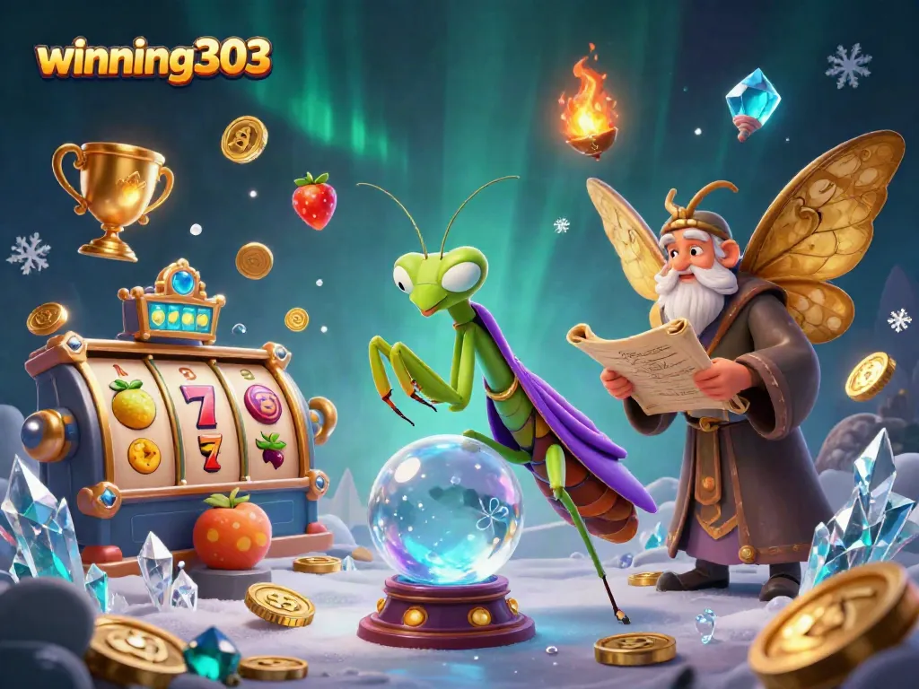 Experience the excitement of winning303 with vibrant slot themes and fortune tellers in this 3D illustration.