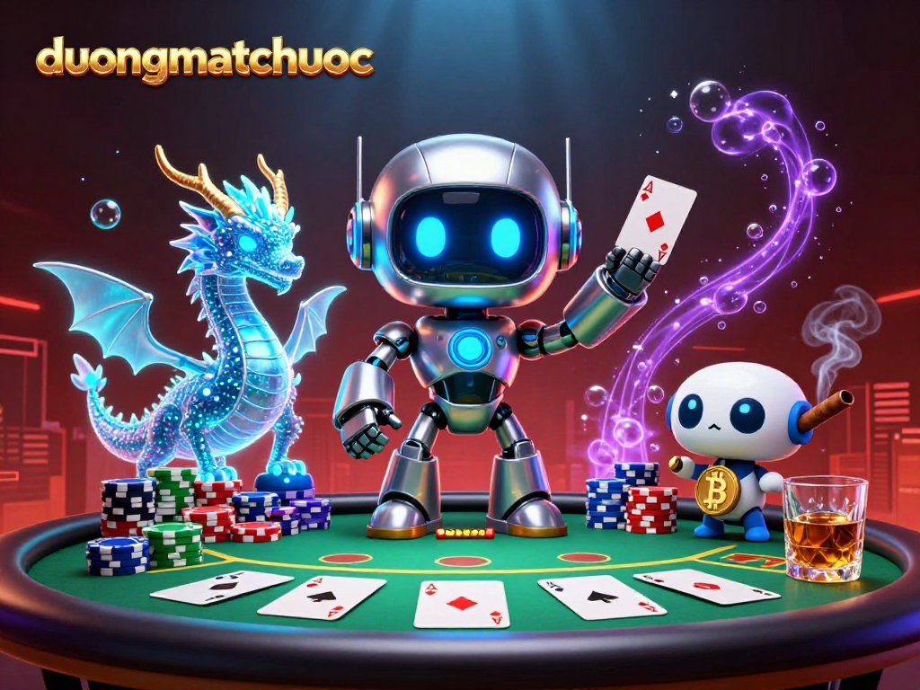 Experience thrilling duongmatchuoc gameplay with a vibrant casino scene featuring poker cards and chips.