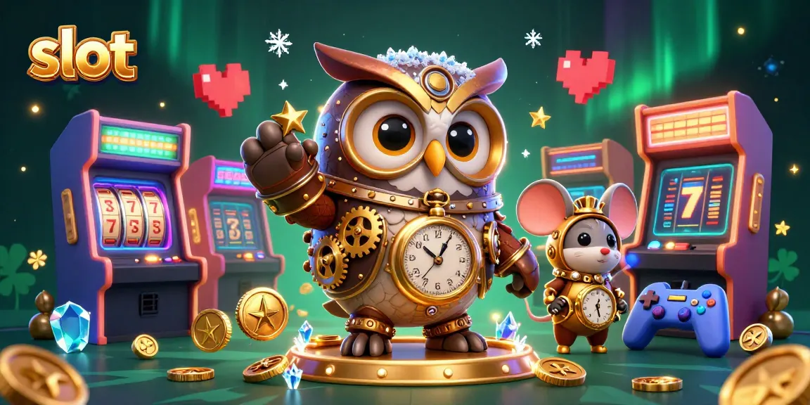 Engage with exciting slot games in this vibrant 3D scene featuring a nostalgic casino atmosphere.