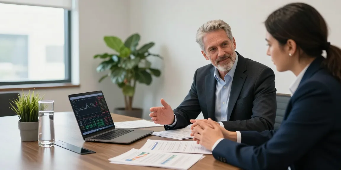Clinton Orr consulting with a client in a contemporary office, showcasing personalized financial advice.