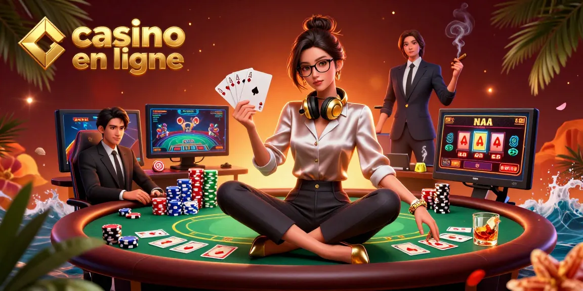 Engage in thrilling casino en ligne action with a professional gamer at a high-tech setup.