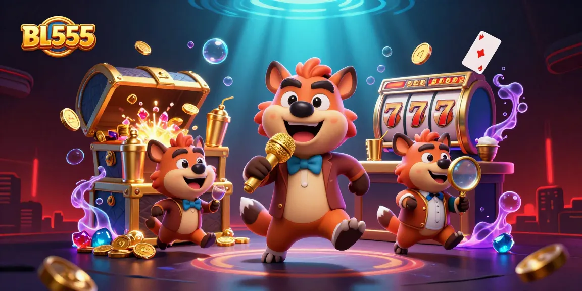 Experience the thrilling adventures at BL555, featuring hyenas in a vibrant casino scene.