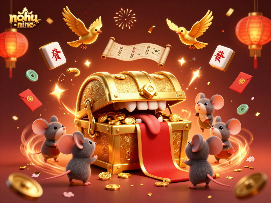 Engage in thrilling nohu-nine gameplay with vibrant characters and casino elements in a festive setting.