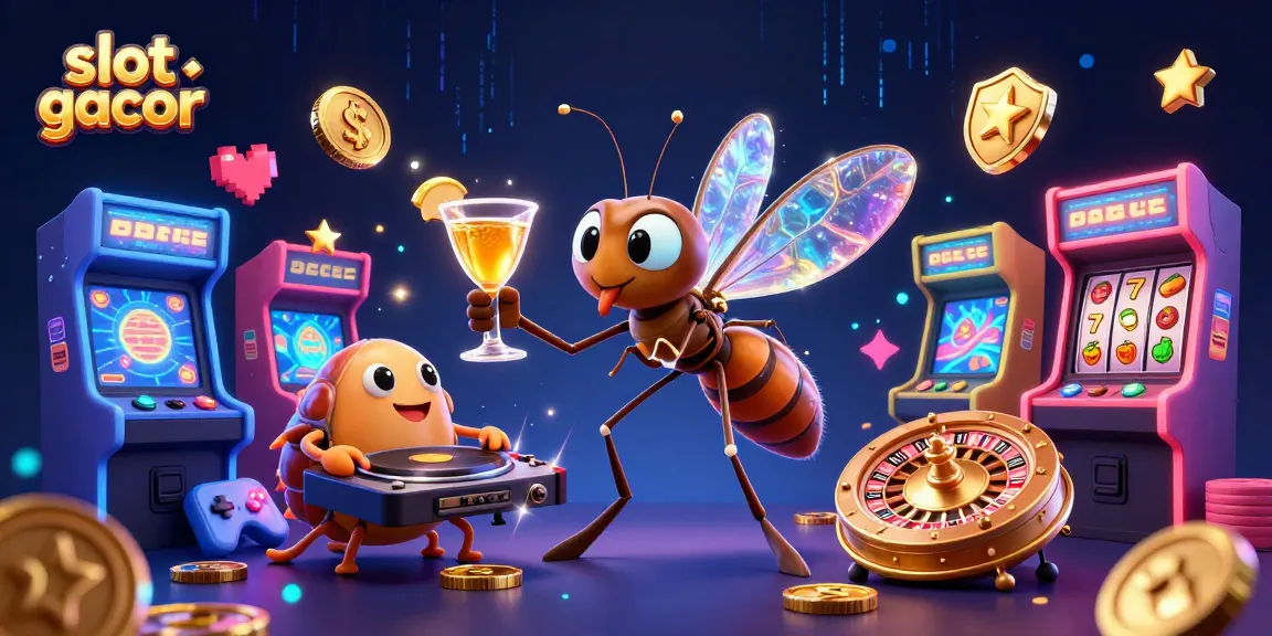 Experience the slot gacor thrill with vibrant characters and gaming elements in a dynamic casino scene.
