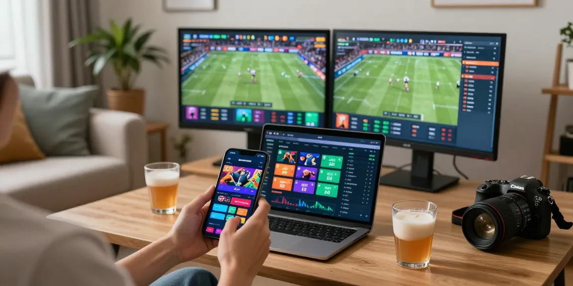 Engaged user on ok8386.guide interacting with mobile betting app in a cozy living room setting.