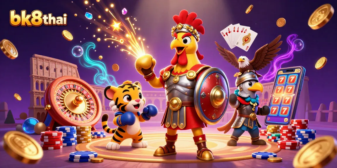 Engage with bk8thai casino excitement amidst a colossal 3D scene of gaming glory.
