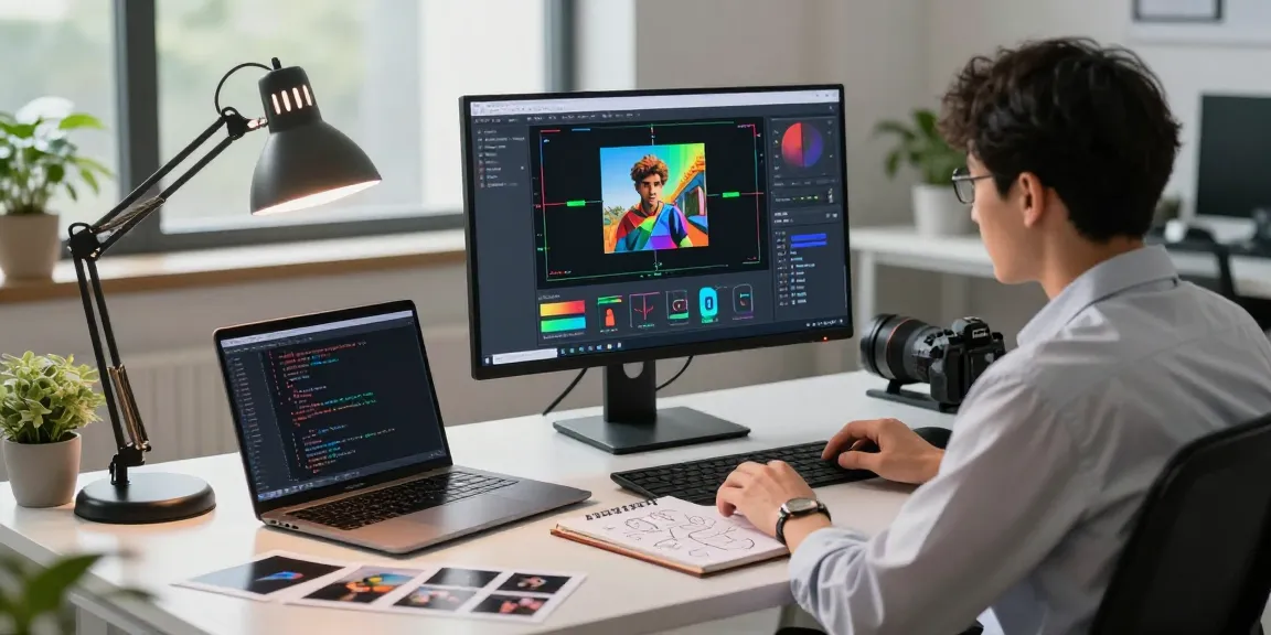Engaging tech workspace demonstrating a free ai detector in action with display metrics and analysis.