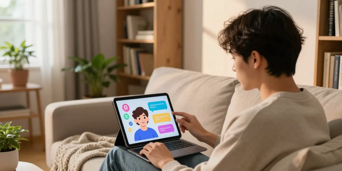 Interact with your crush on AI in a cozy living room while enjoying digital companionship.