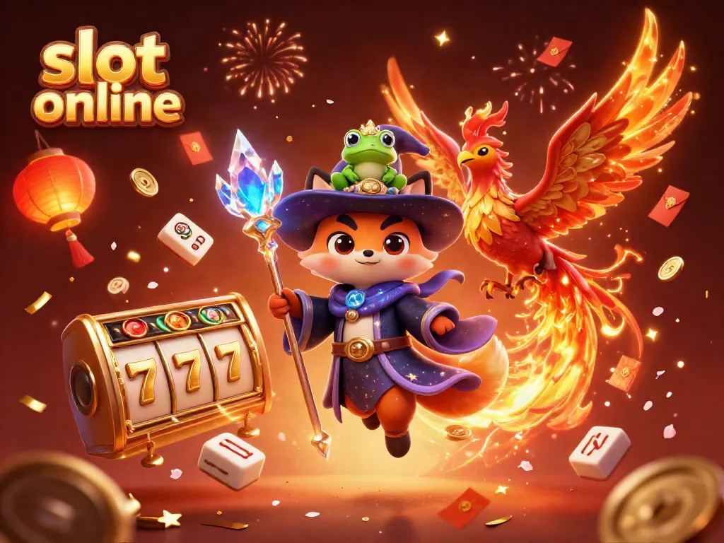 Slot online, permainan slot yang penuh warna dengan karakter kartun misterius yang membawa keberuntungan.