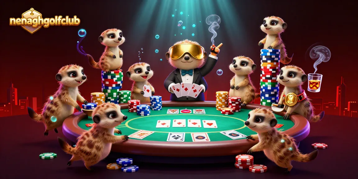 Engage in thrilling casino operations with meerkats, featuring nenaghgolfclub in this vibrant illustration.