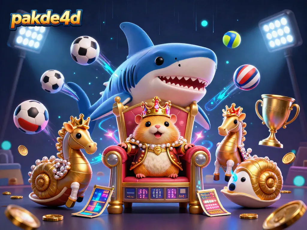 Experience thrilling gaming with pakde4d's vibrant casino scene, featuring a fierce hamster king and dynamic sports elements.