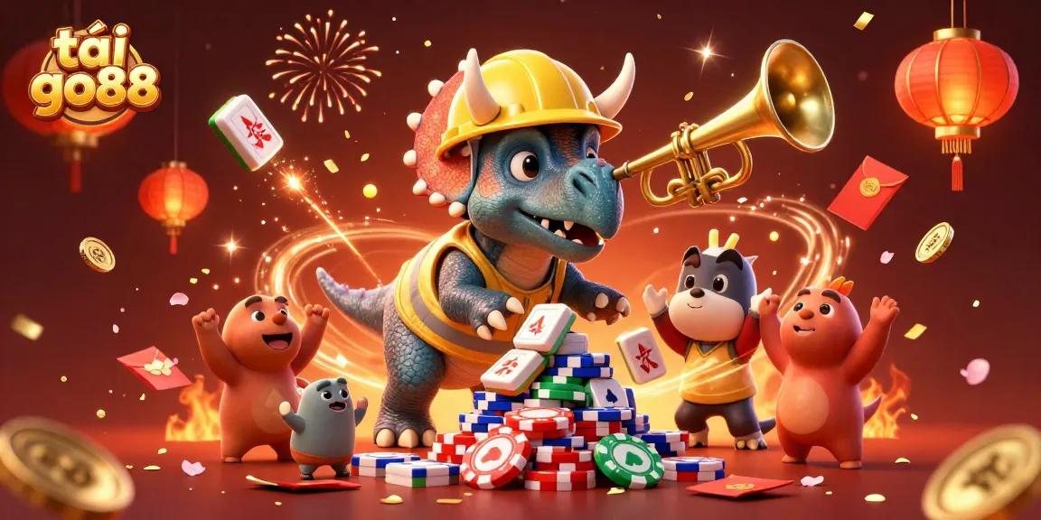Engage with the dynamic world of tải go88 through this vibrant 3D illustration packed with casino elements.