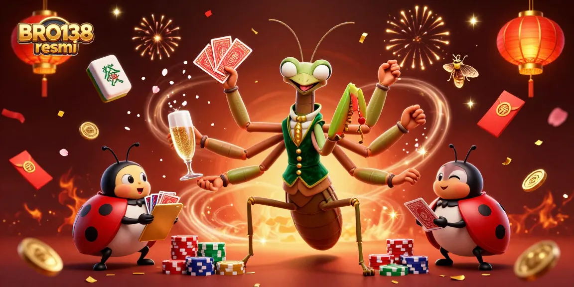 Experience the thrill of slots with BRO138 resmi featuring a lively casino scene with characters engaging in dynamic gameplay.
