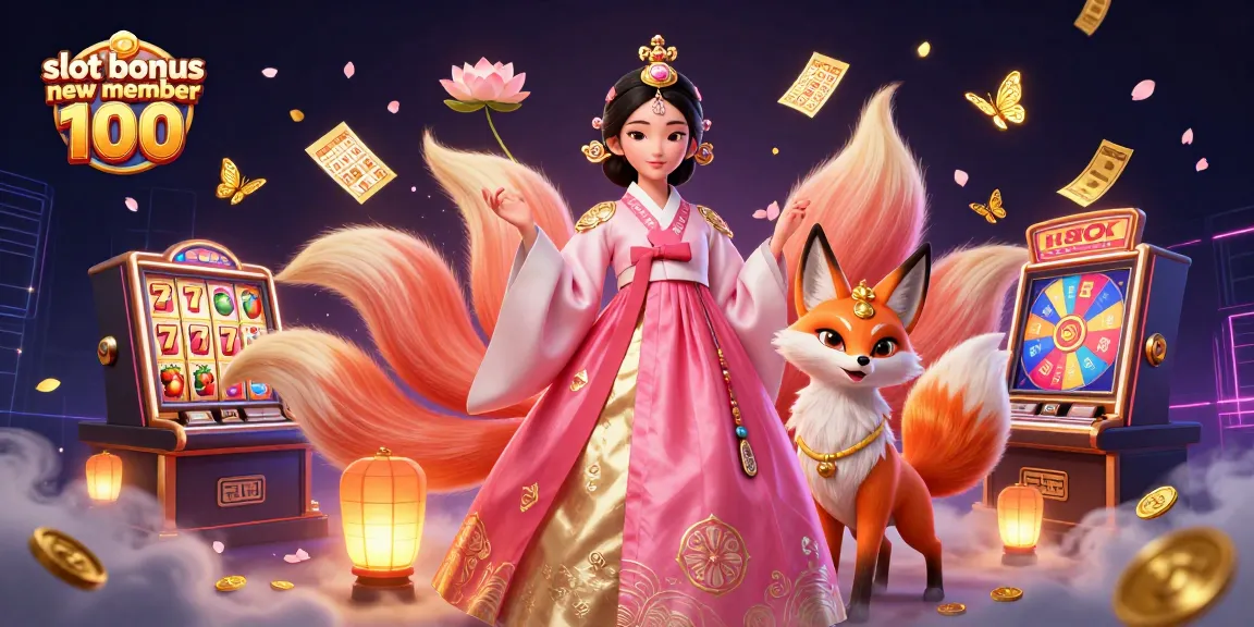 Experience the slot bonus new member 100 with this vibrant 3D illustration showcasing gaming excitement.