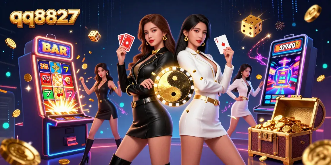 Experience the thrill of qq8827 with twin Asian women engaging in an exciting casino scene.