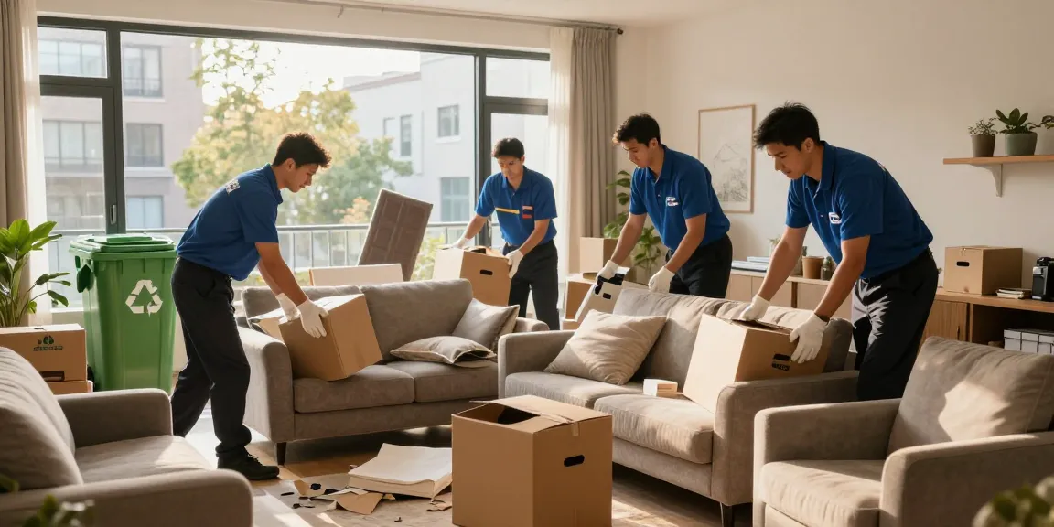 Efficient Wohnungsentrümpelung Berlin team clearing clutter from an apartment, showcasing eco-friendly disposal.